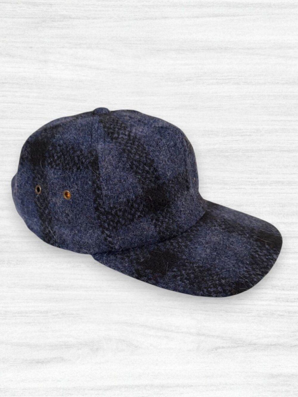 Woolrich Wool Plaid Baseball Cap Navy Black Vintage Y2K 90s Heritage Outdoor L